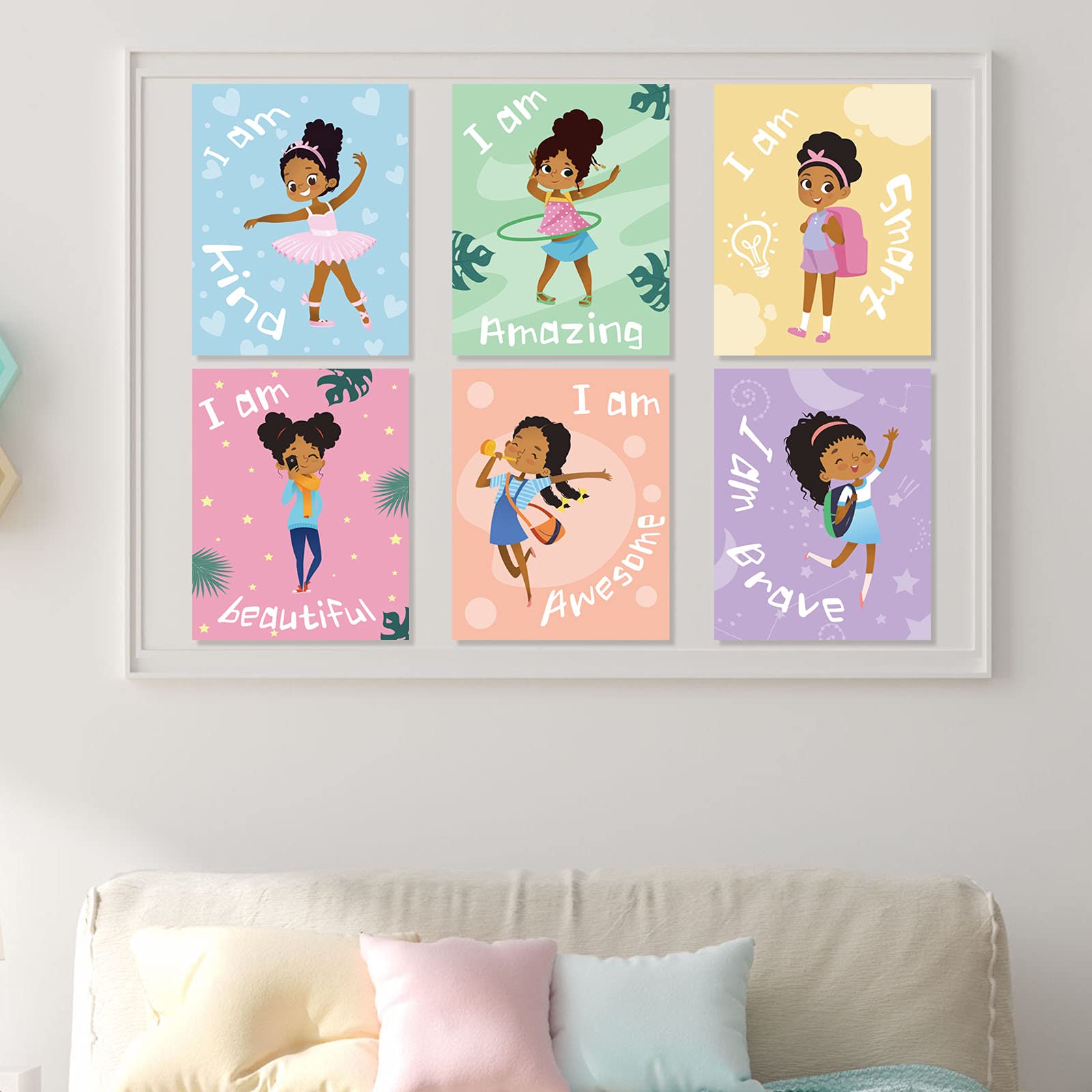 Outus 9 Pieces Black Girl Wall Decor For Girls Room Inspirational Quote African American Wall Art Motivational Saying Wall Decor